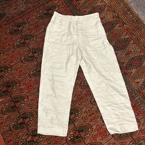 Zara basic cream linen pants w/pockets. Medium size